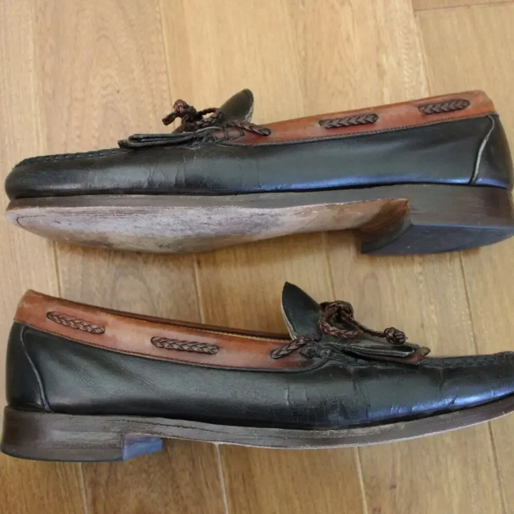 Allen Edmonds Woodstock Kiltie Two Tone Black Brown Leather Loafer‎ Shoes 10